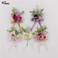 meldel wedding rose flower boutonniere buttonholes groom groomsmen wedding girl wrist corsages prom suit decorations party pins