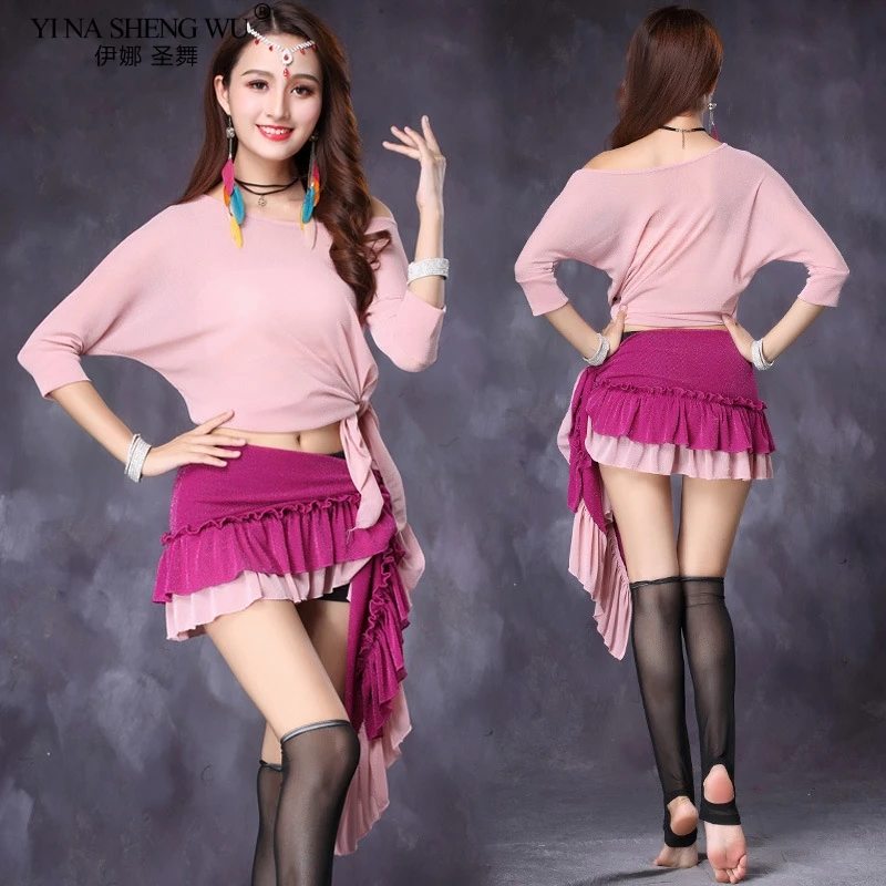 Женский тренировочный костюм для танца живота комплект из топа и юбки