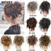 nicesy girls synthetic elastic rubber band hair scrunchie curly chignon rope black brown suitable for woman and children