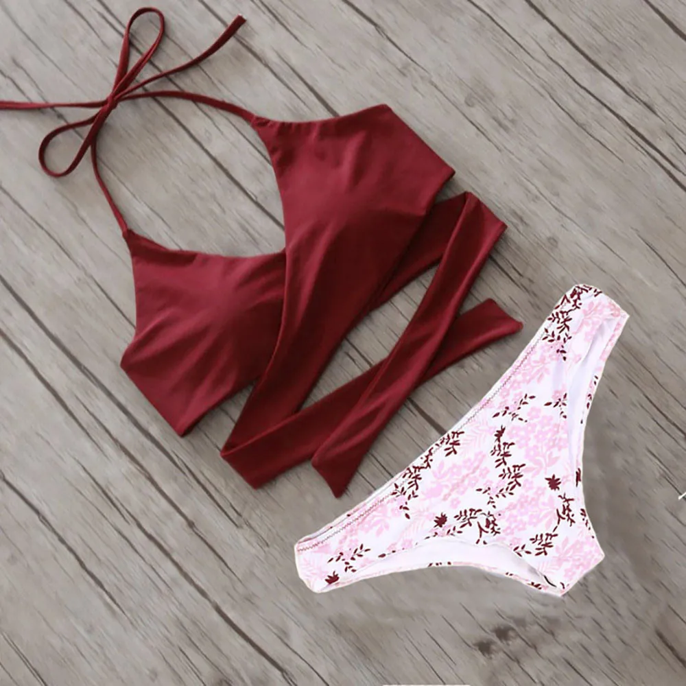 

bikini set sexy Swimsuit woman two pieces monokini swimsuit red 2021 new summer brazilian bandage bikini bottoms monokini C0982