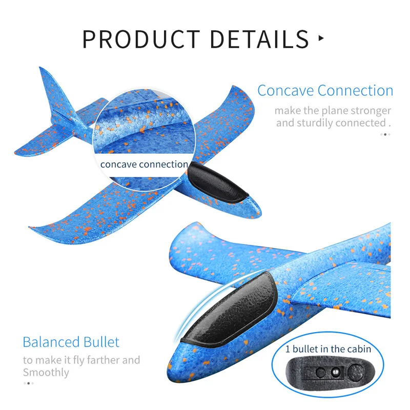 48CM EPP Hand Throw Airplane Foam Plane Flying Model Gliders Outdoor Aircraft Toys For Children Kids Gift 2021 | Игрушки и хобби