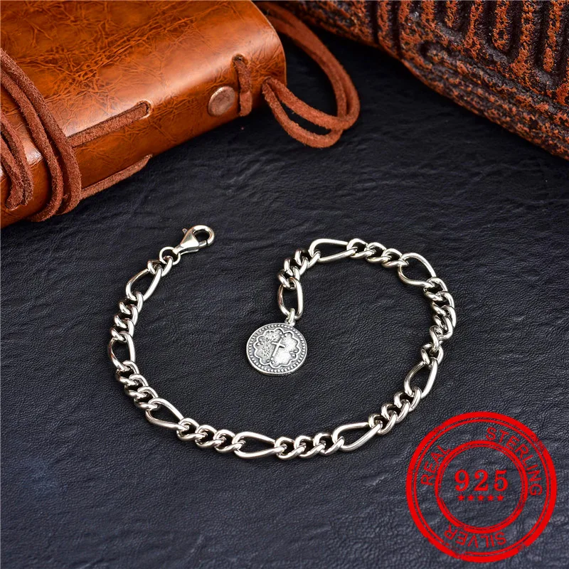 

Korean version 100% sterling silver 925 bracelet Thai silver cross pendant ladies bracelet fashion boutique silver jewelry