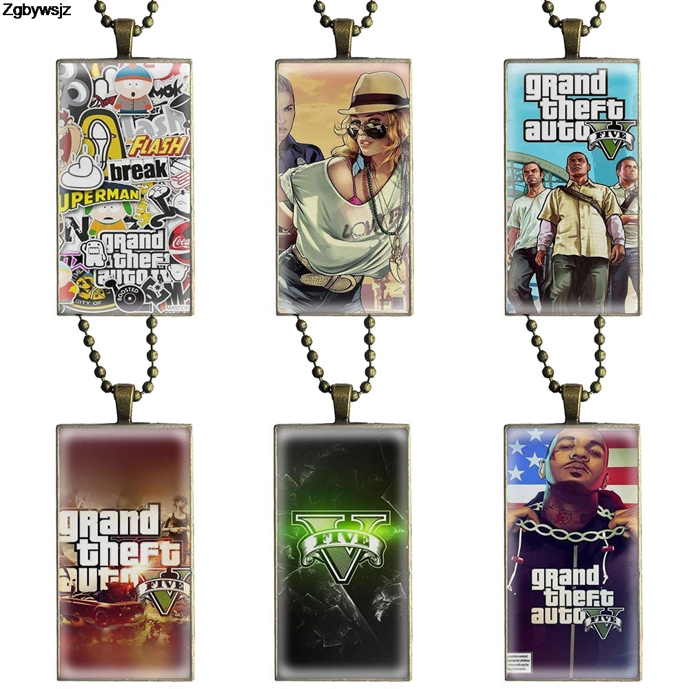 Grand Theft Auto Gta 5 V для свадьбы Винтажные Ювелирные изделия стальной цвет стеклянный