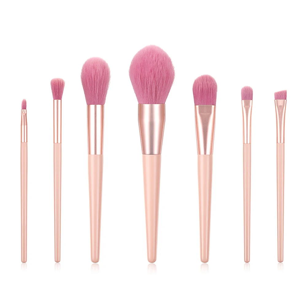 Nude Pink High-end Wooden Handle Aluminum Tube Nylon Wool Makeup Brush Set Private Label Wholesale