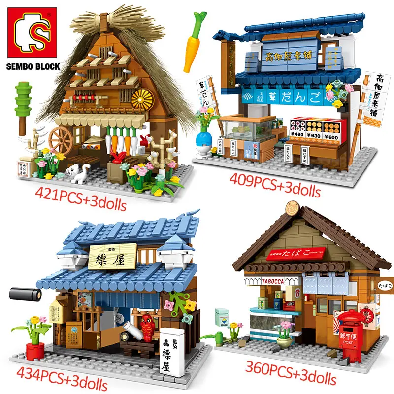 

SEMBO City Architecture Food Shop Building Blocks Street View Store Restaurant House Set Model Figures Bricks Toys For Children