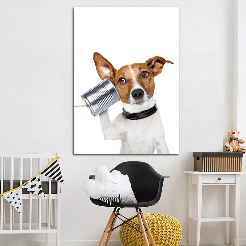 Cartoon Dogs Animals Oil Painting Modern Printed on Canvas Poster And Prints Pictures Artwork Home Decoration For Living Room | Дом и сад