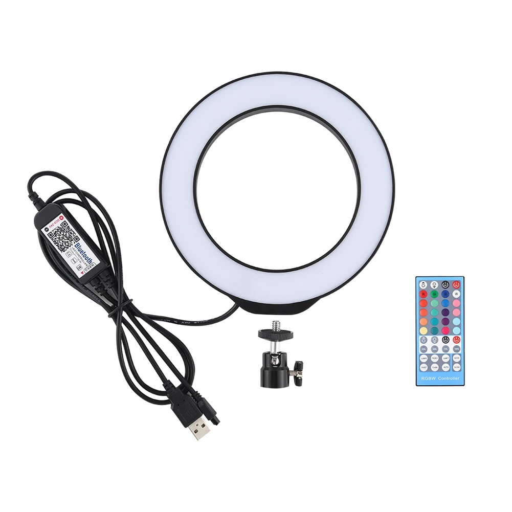 

Photography LED Selfie Ring Light 6.2inch Metal Dimmable Camera Phone Ring Lamp With Remote Control For Makeup Video Live Studio