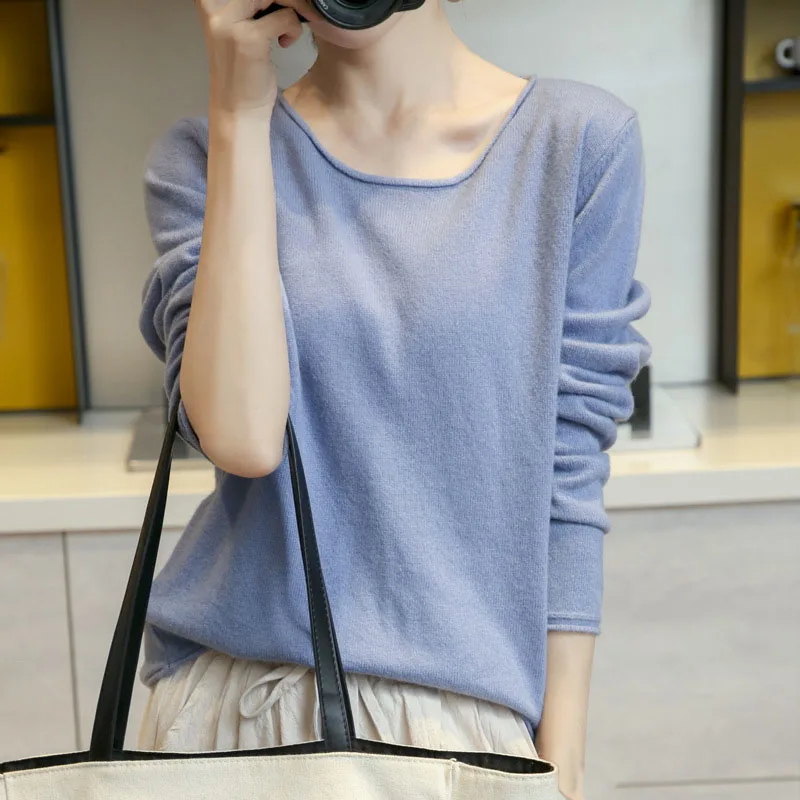 

2021Spring New Female Knit Sweater Fashion Casual Tops O-Neck Bottoming Knitwear Korean Long Sleeve Solid Pullover Sweet Stylish