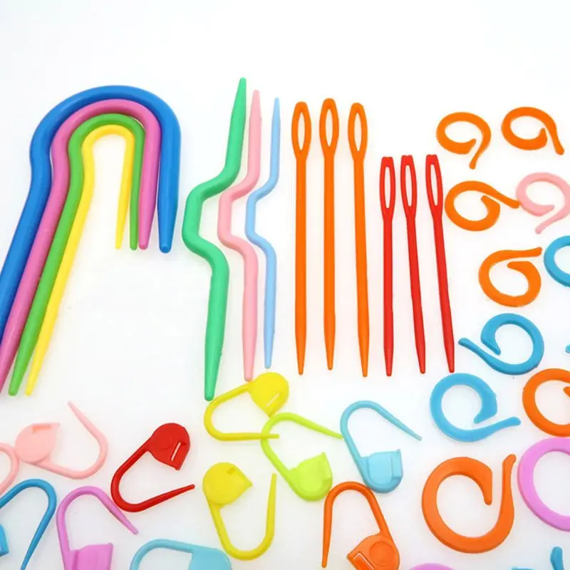 

53Pcs Plastic Crochet Hooks Stitch Markers Counter Knitting Needles Set DIY Craft Household Crossstitch Tool Sewing Accessories