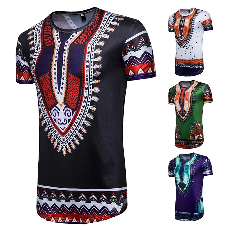 

New Men Fashion L Hip Hop National Wind Short Sleeve T-shirt T324