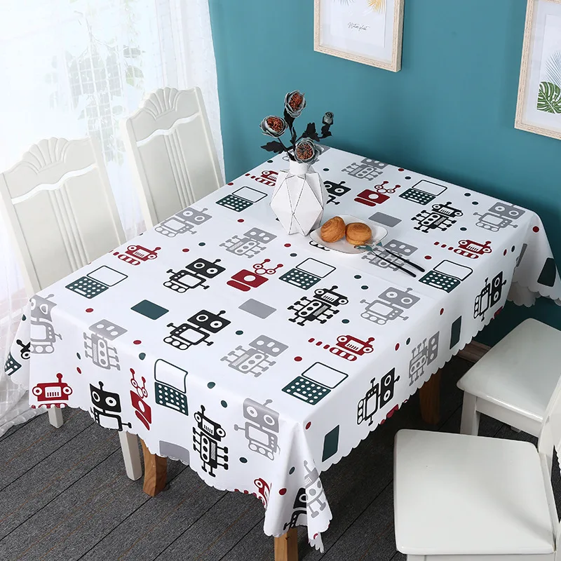 Водостойкая ПВХ скатерть с мультяшным принтом для стола водостойкая кухонная