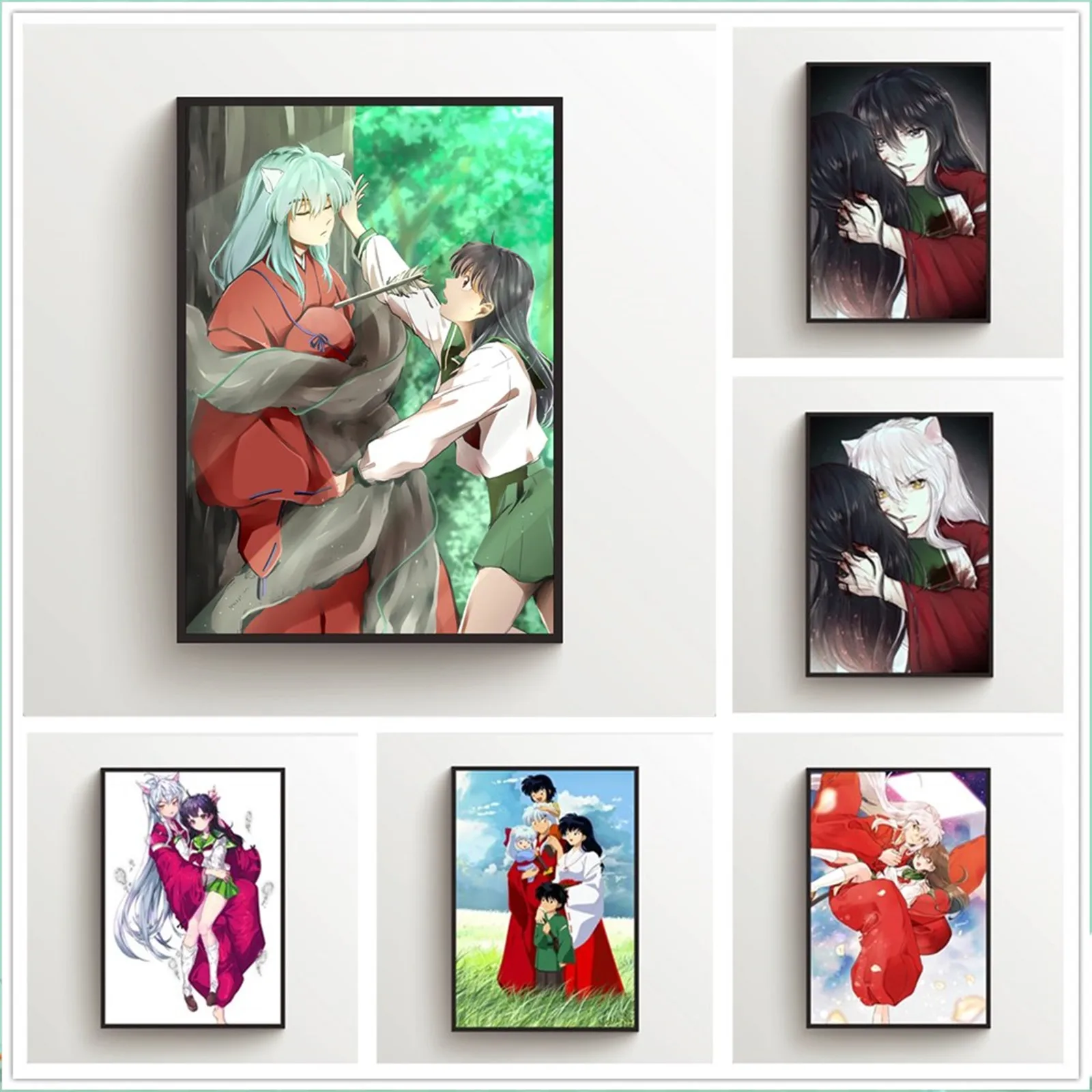 Аниме плакаты InuYasha Higurashi Kagome холст настенное Искусство Плакат в скандинавском