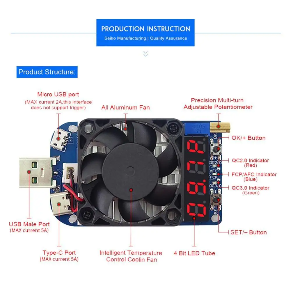 HD25 HD35 триггер QC2.0 QC3.0 Электронный USB нагрузочный резистор разрядка батарея тест