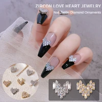 2021 nail gems diamond jewelry 8x8mm ultra flash heart shaped zircon charms 3d nail art decoration manicure accessoriessz06