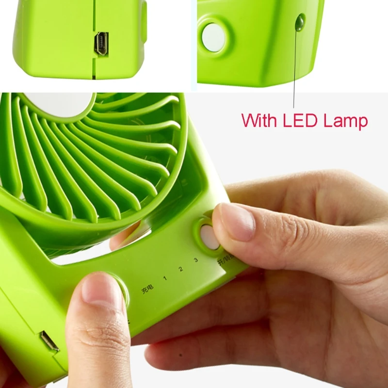 

USB Handheld Portable Fan Mini Desktop Fan Portable Fan for Home Office Car Outdoor Travel Green 3 Speeds
