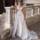 Свадебное платье-Русалка Sevintage, свадебное платье в стиле бохо со съемной юбкой, кружева аппликации с открытой спиной
