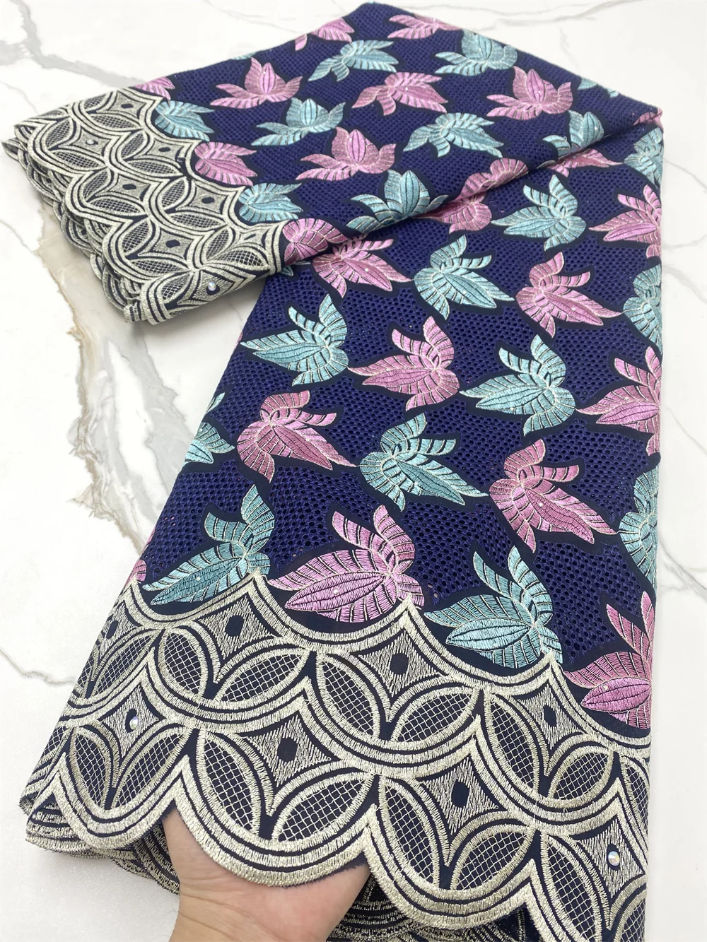 

NI.AI 2021 Новое поступление нигерийское швейцарское хлопковое кружево в Швейцарии со стразами африканская кружевная ткань сухая вуаль для сва...