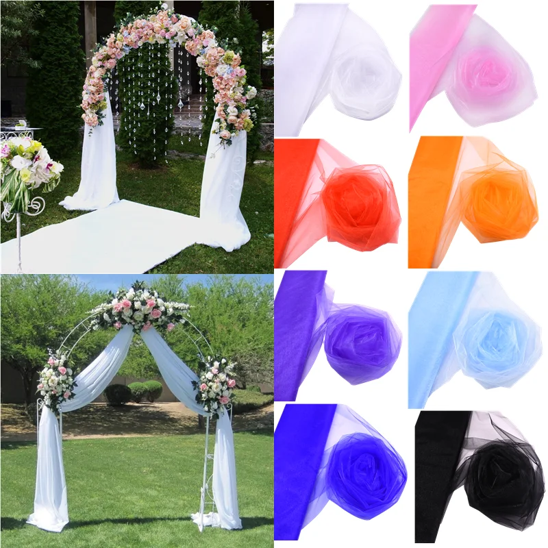 

48cmx5m Colored Tulle Roll Crystal Fabric Organza Tulle Rolls Spool Wedding Decor DIY Arche Chair Sashes Birthday Party Supplies
