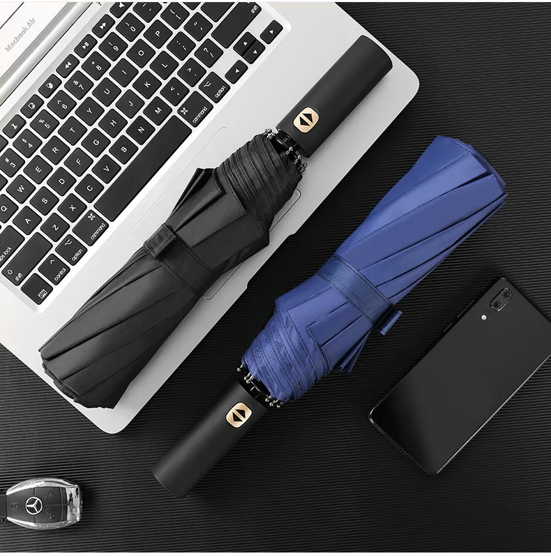 Explosion models automatic umbrella three fold windproof umbrella men and women sun umbrella three fold black plastic umbrella