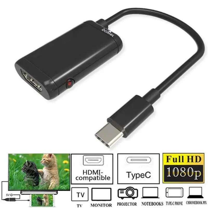 

USB3.1 TYPE-C to HDMI-compatible Adapter Cable Audio Cable For MHL Mobile HDTV Phone Video Tablet to Converter Monitor Androi