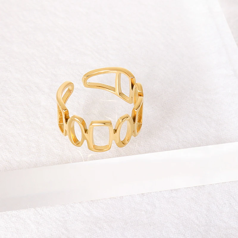 

Size 7 French Geometry Hollow Rings for Women Girl Titanium Steel Trendy Jewelry Dating Ring Accessories Bague Femme Whole Sale
