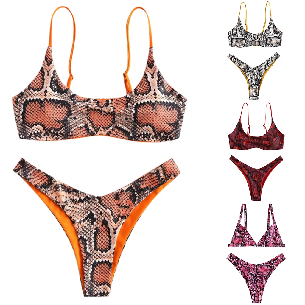 Женский комплект бикини из двух предметов с высоким вырезом и V-образным |