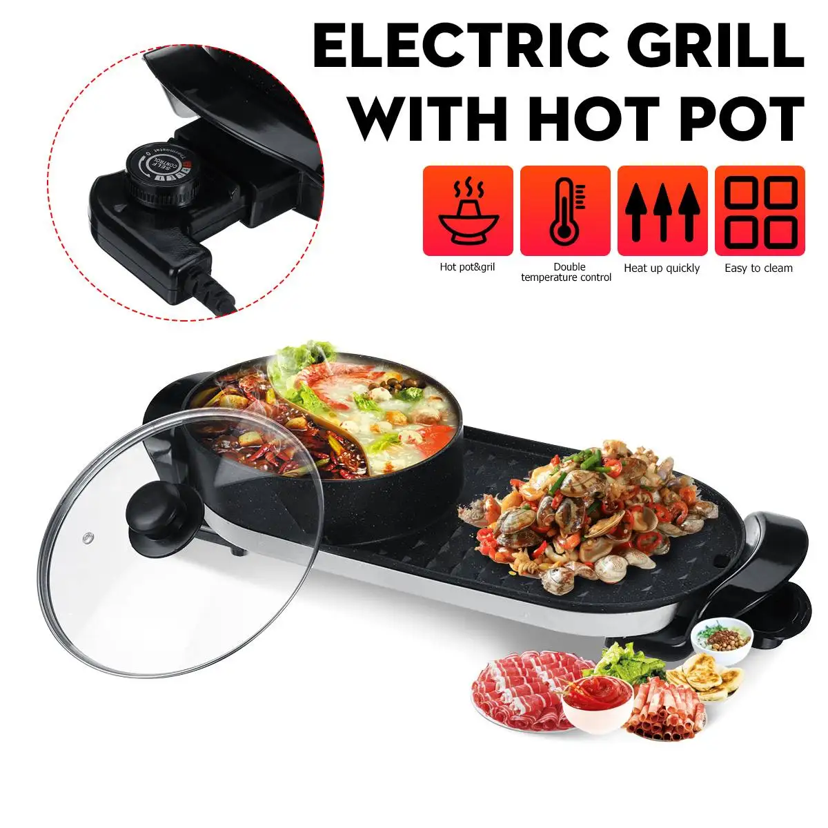 Скидка Электрическая Бездымная печь 750 Вт 2 в 1 с функцией Приготовление барбекю, домашний антипригарный гриль, комнатная тарелка для жарки мяса, му...