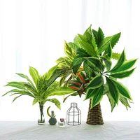 50cm 11 leaves artificial palm leaves fake tropical plants bouquet plants wall foliage plastic monstera for home wedding decor