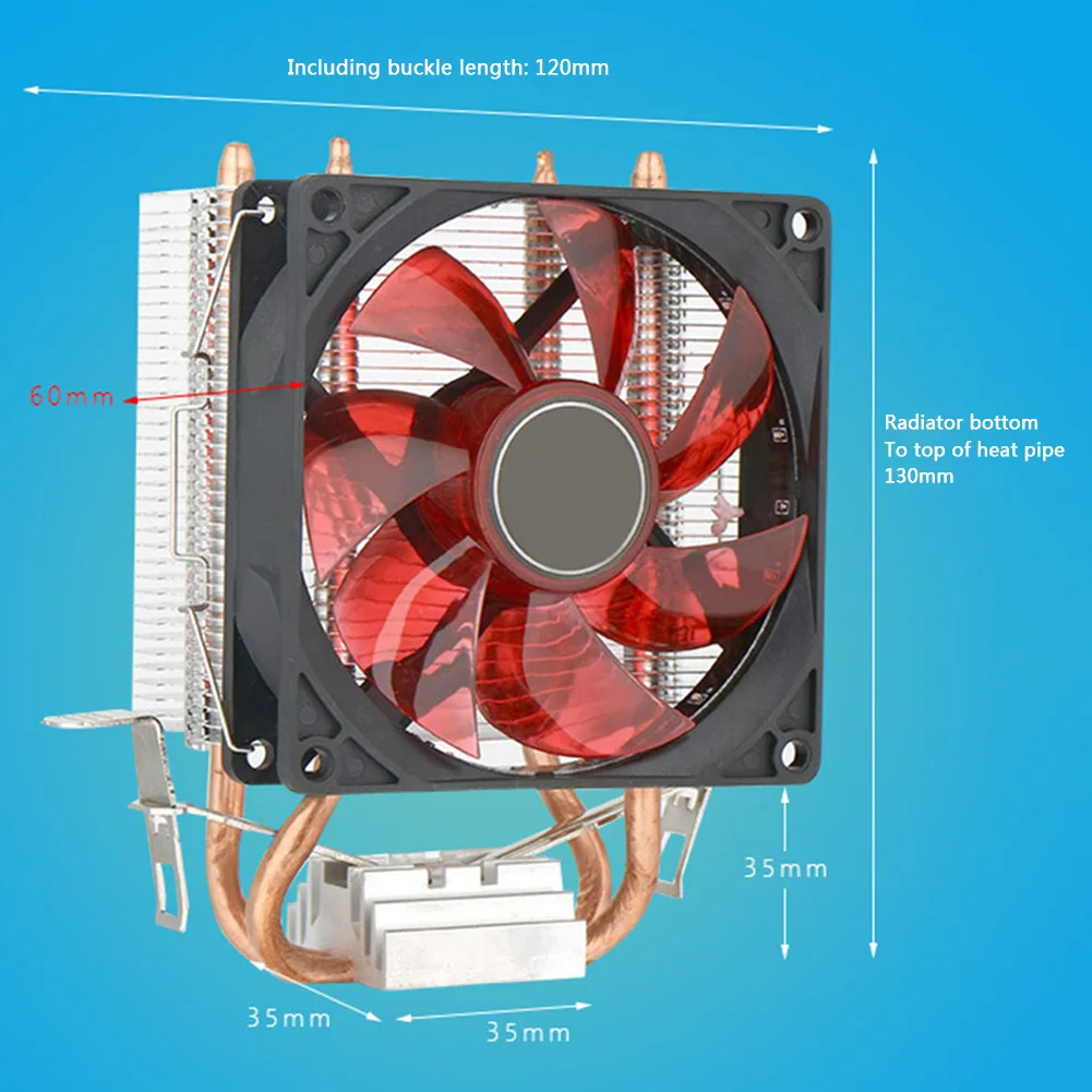 

9cm CPU Cooling Fan Dual Copper Heat Pipes Ultra Silent LED Cooler Radiator for Desktop PC Computer