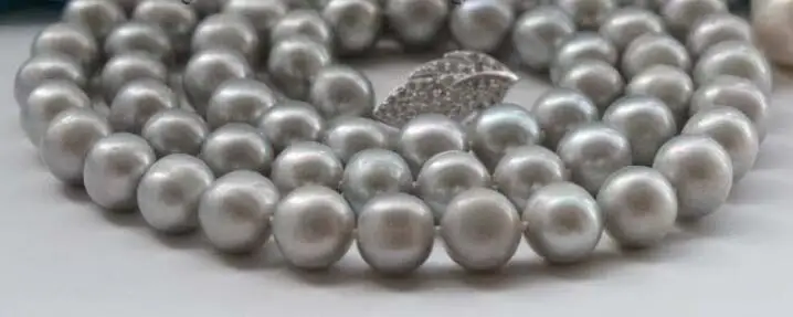 Ожерелье из натурального жемчуга серебро 925 пробы 34 дюйма 9-10 мм