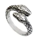 Кольцо с двойной головкой кольца в виде змейки мужчин и женщин, винтажное открытое изменяемое кольцо в стиле панкхип-хопрэпРоккультура, ювелирное изделие в форме животных