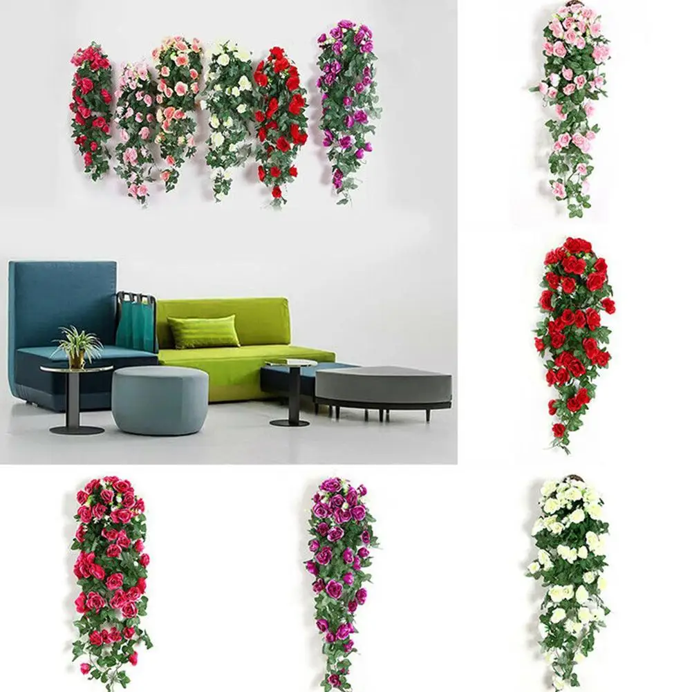 

Artificial Flower Rattan Fake Plant Vine Decoration Hanging Accessories Decorative Wreath Home Decor Roses Wall Wedding E7O4