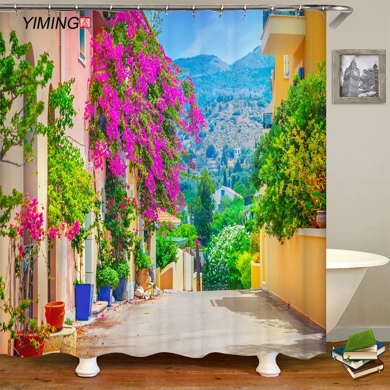 Занавеска для душа из полиэстера водонепроницаемая с 3D-принтом | Дом и сад