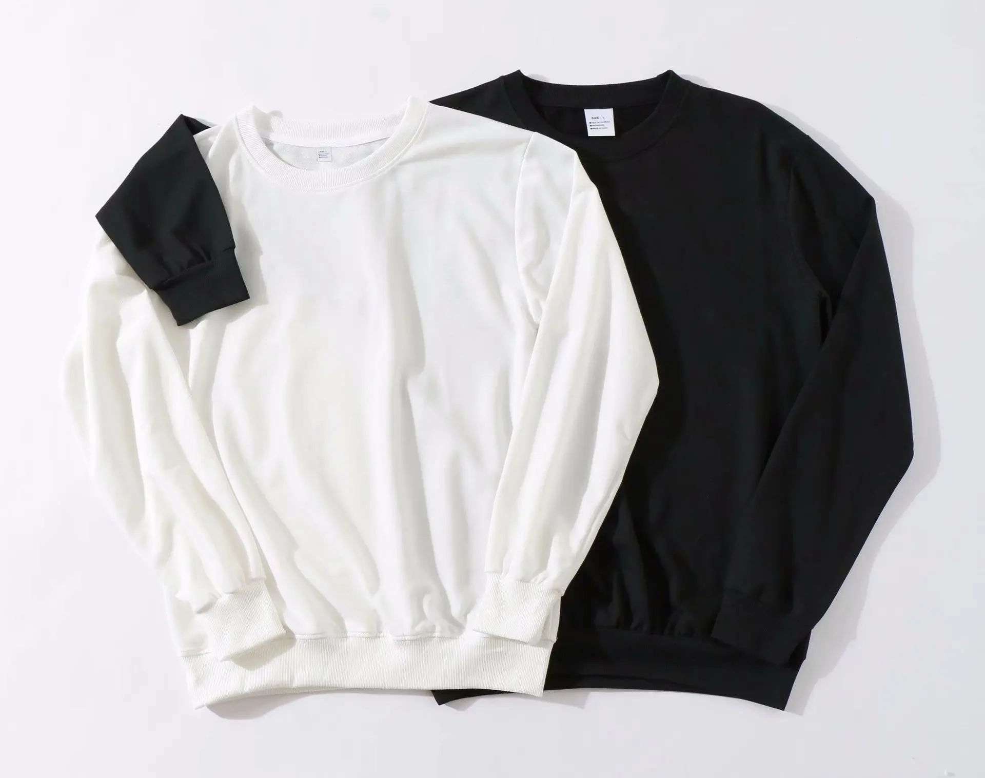 

Men's and women's long-sleeved terry sweater coat thin round neck pullover