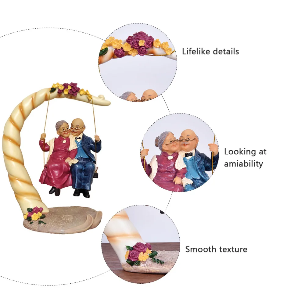 

1pc Elderly Lovers Figurines Couple Doll Statue Home Adornment Desktop Ornament