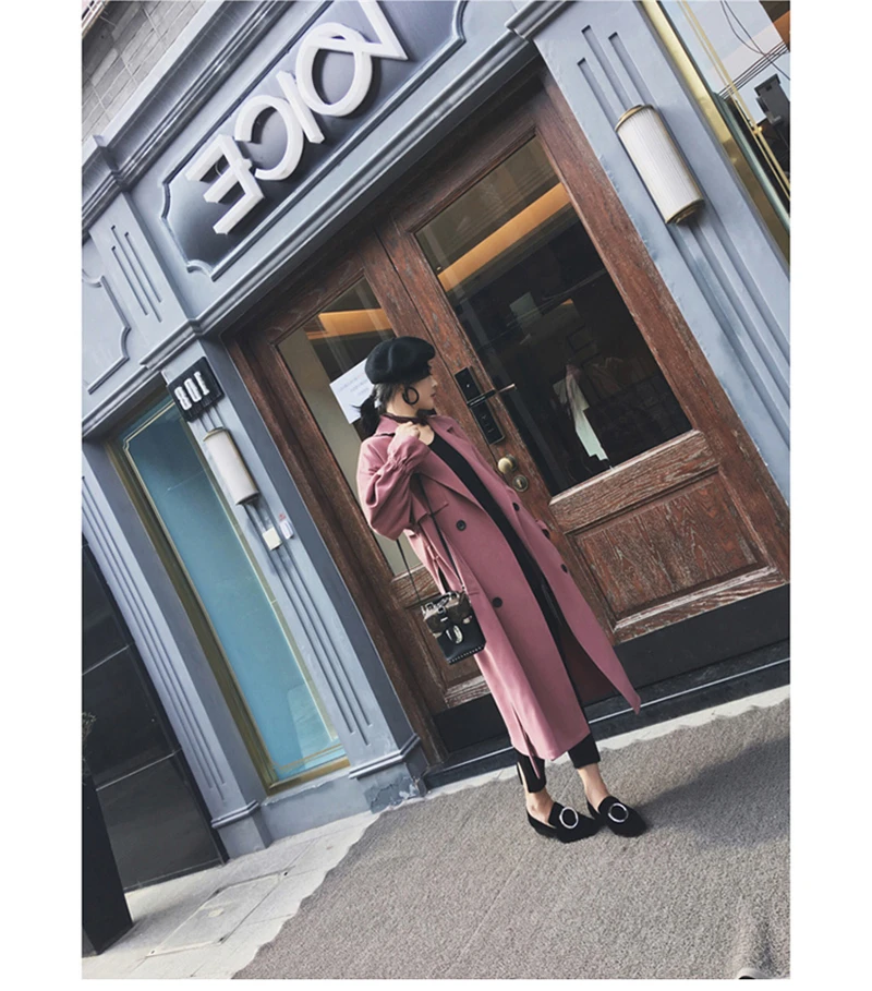 Новая мода 2019 осень/осень Повседневный двубортный простой классический длинный