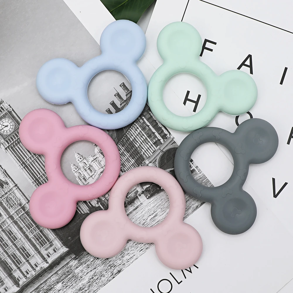 TYRY.HU-mordedor de rat&oacute;n con cuentas de silicona de dibujos animados, Clips para chupete, colgante para Diente de beb&eacute;, regalos de lactancia, juguetes para masticar para ni&ntilde;os, 10 unids/lote-3