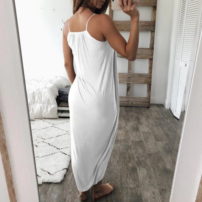 

2020 women's knitted loose and irregular Sling Dress