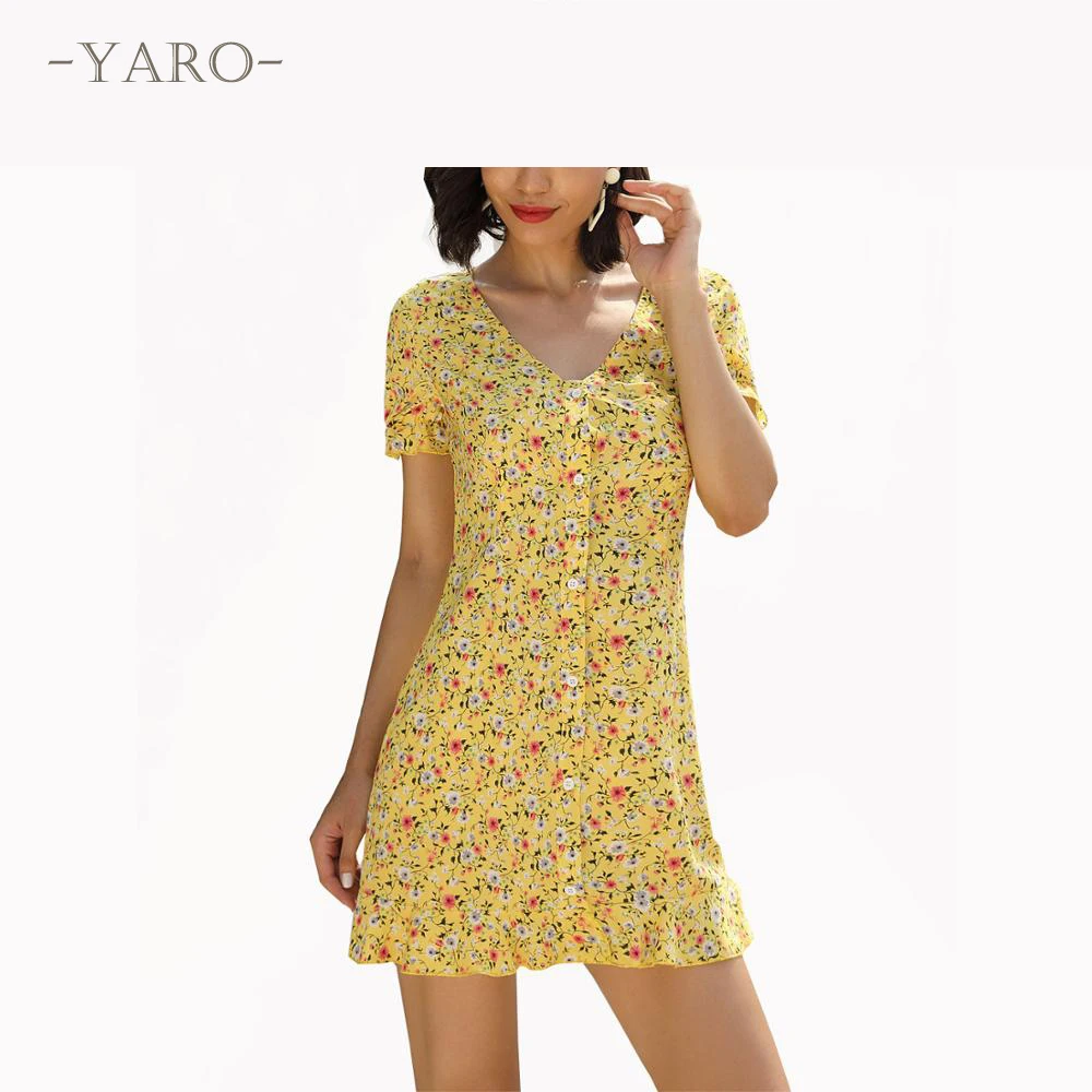 Летнее платье с цветочным принтом в стиле бохо женское виде листьев лотоса