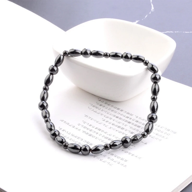 Браслет на лодыжку женский магнитный анклет из гематита и камня медицинский уход