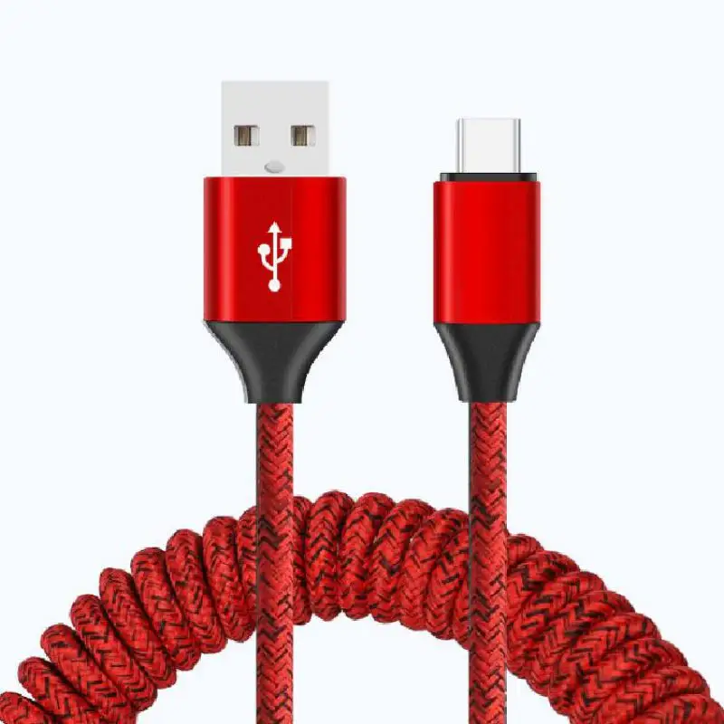 

3A Retractable 1.2M Typec Micro Lightning USB Cable Fast Charger Nylon Braid Spring Spiral Curly Coiled Data Cable For iphone 13