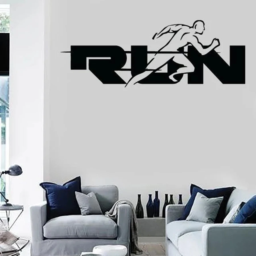 Пробежка слово наклейки на стену Бег Спорт Здоровый образ жизни виниловые для