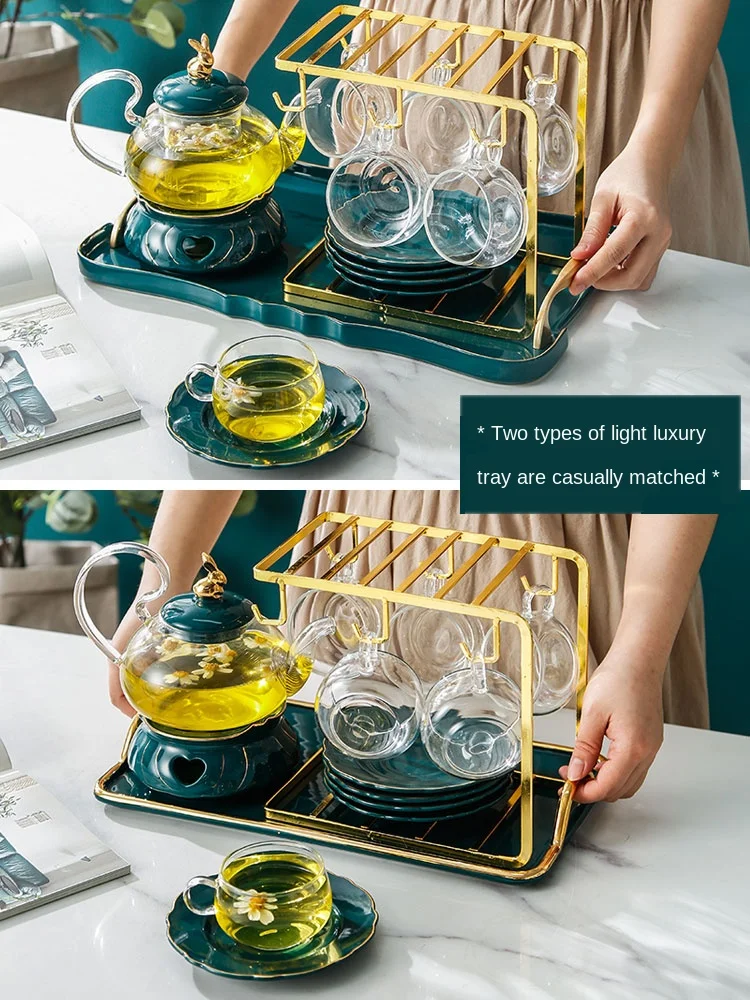 

British afternoon tea set household light luxury boiled fruit teapot pottery with filter candle heating