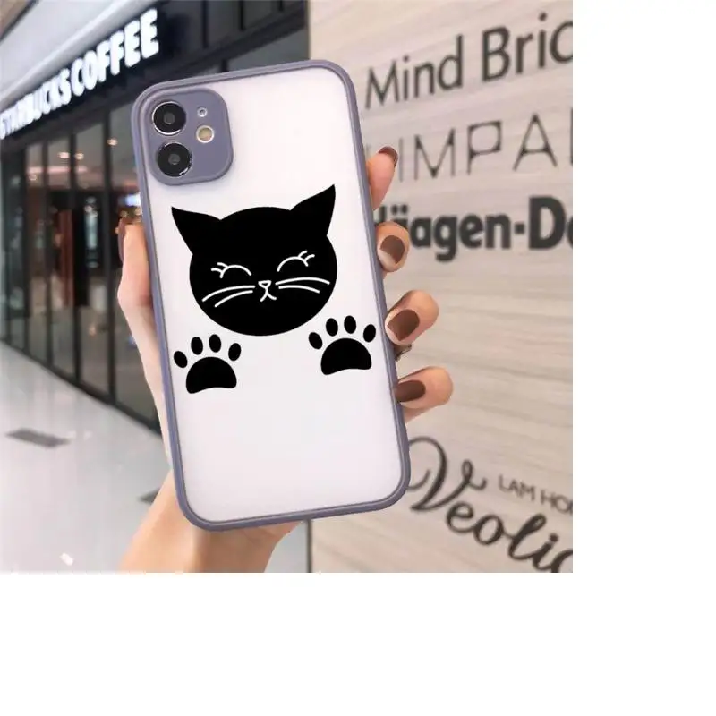 

Cute cat scratching Phone Case Matte Transparent for iPhone 7 8 11 12 s mini pro X XS XR MAX Plus cover funda