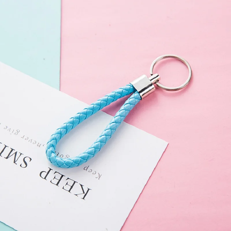 

Fashion Handmade Leather Rope Woven Keychains Metal Key Chains Gift For Man Or Woman Key Holder Automatic Key Ring