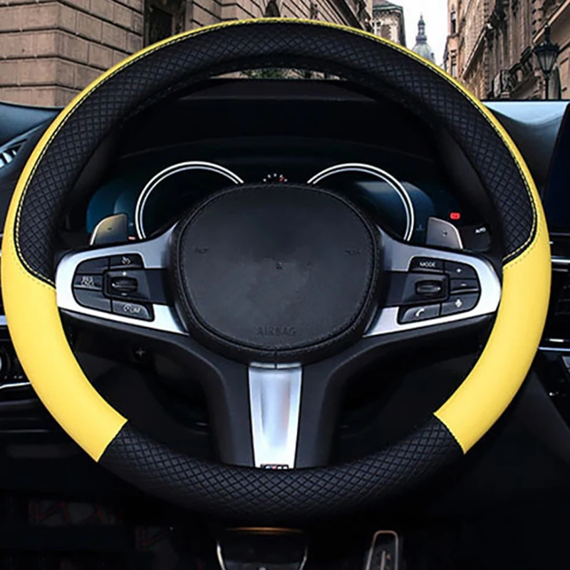 

38cm Car Steering Wheel Cover, Universal Leather Steering Wheel Cover, Fit for All 99% Car Models Accessories