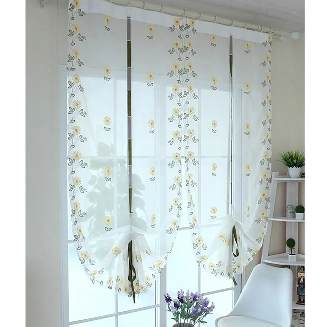 Yellow Flower Topfinel бабочка цветок римские прозрачные шторы для гостиной кухни спальни вышитые оконные дапировки шторы тюль - Цвет: Yellow Flower