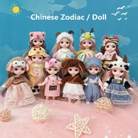 16cm bjd doll 13 moveable joint zodiac dolls cute face 112 dressup bjd toy little girl dress make up toy for girls gift dolls