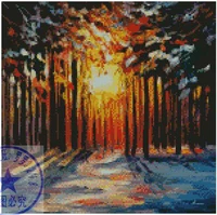 1416182522 color aida popular lovely counted cross stitch kit forest morning sunrise sunset trees tree