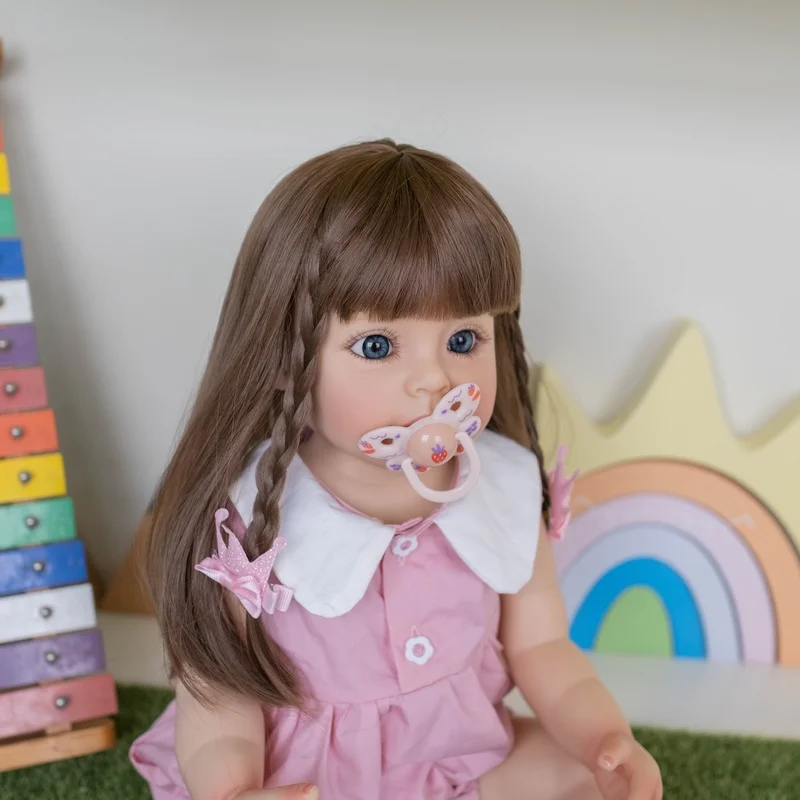Продажа Кукла реборн NPK 55 см, полноразмерная силиконовая принцесса Сью-Сью с длинными волосами, игрушки для детей с ручной росписью